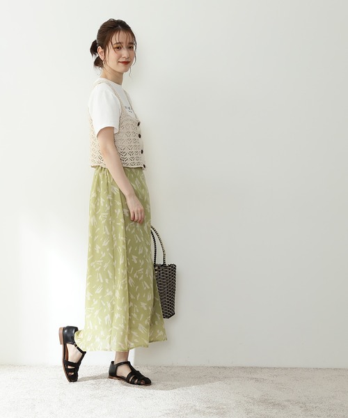 N.(N. Natural Beauty Basic)(エヌエヌナチュラルビューティーベーシック)の「◆ペイントプリントAラインスカート(スカート・レディース・グリーン系その他/ホワイト系その他/ブラック系その他・MEDIUM)」の8枚目の写真