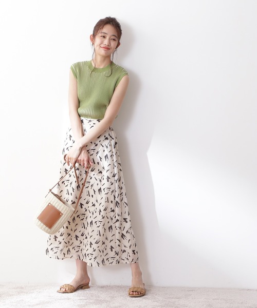 N.(N. Natural Beauty Basic)(エヌエヌナチュラルビューティーベーシック)の「◆ペイントプリントAラインスカート(スカート・レディース・グリーン系その他/ホワイト系その他/ブラック系その他・MEDIUM)」の16枚目の写真