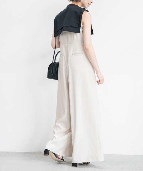 mysty woman(ミスティウーマン)の「ツケエリワイドオールインワン 288365(つなぎ/オールインワン・レディース・ブラック/アイボリー・SMALL/MEDIUM)」の7枚目の写真