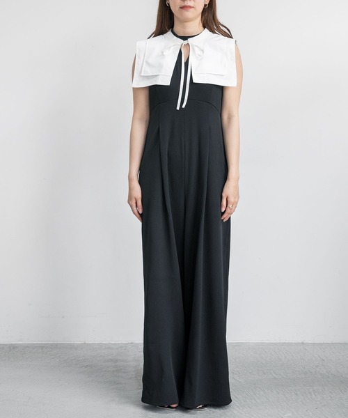 mysty woman(ミスティウーマン)の「ツケエリワイドオールインワン 288365(つなぎ/オールインワン・レディース・ブラック/アイボリー・SMALL/MEDIUM)」の8枚目の写真