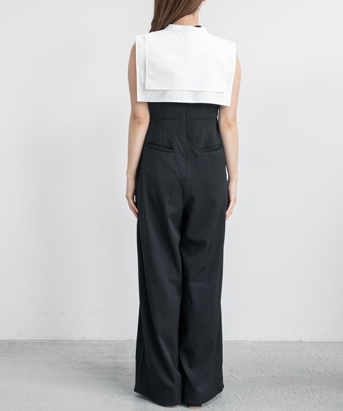 mysty woman(ミスティウーマン)の「ツケエリワイドオールインワン 288365(つなぎ/オールインワン・レディース・ブラック/アイボリー・SMALL/MEDIUM)」の10枚目の写真