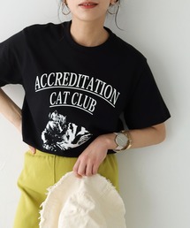 【shemoshelly】5.6オンス猫アニマルレトロプリントTシャツ