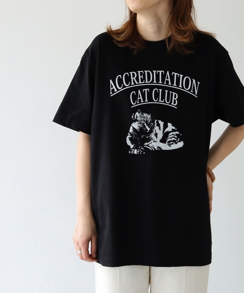 HER CLOSET（ハークローゼット）の「【shemoshelly】5.6オンス猫アニマルレトロプリントTシャツ（Tシャツ/カットソー・レディース・ホワイト/ブラック・S/M/L）」の6枚目の写真