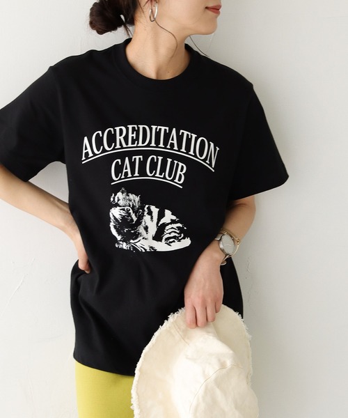 HER CLOSET（ハークローゼット）の「【shemoshelly】5.6オンス猫アニマルレトロプリントTシャツ（Tシャツ/カットソー・レディース・ホワイト/ブラック・S/M/L）」の10枚目の写真