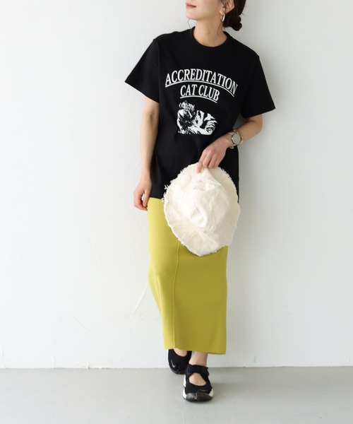 HER CLOSET（ハークローゼット）の「【shemoshelly】5.6オンス猫アニマルレトロプリントTシャツ（Tシャツ/カットソー・レディース・ホワイト/ブラック・S/M/L）」の9枚目の写真