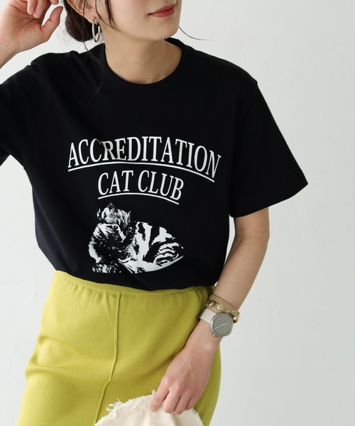HER CLOSET（ハークローゼット）の「【shemoshelly】5.6オンス猫アニマルレトロプリントTシャツ（Tシャツ/カットソー・レディース・ホワイト/ブラック・S/M/L）」の11枚目の写真