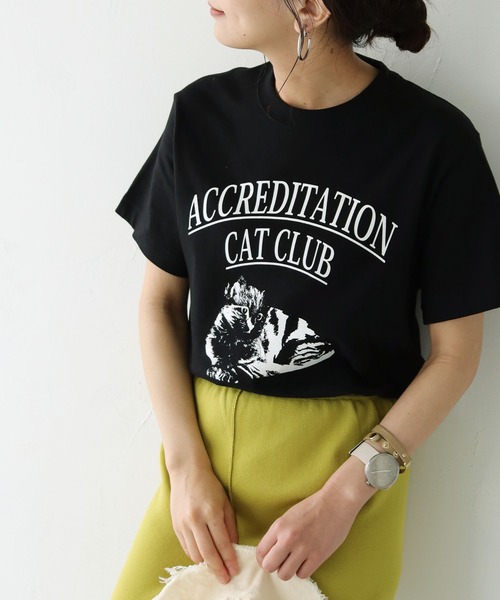 HER CLOSET（ハークローゼット）の「【shemoshelly】5.6オンス猫アニマルレトロプリントTシャツ（Tシャツ/カットソー・レディース・ホワイト/ブラック・S/M/L）」の13枚目の写真
