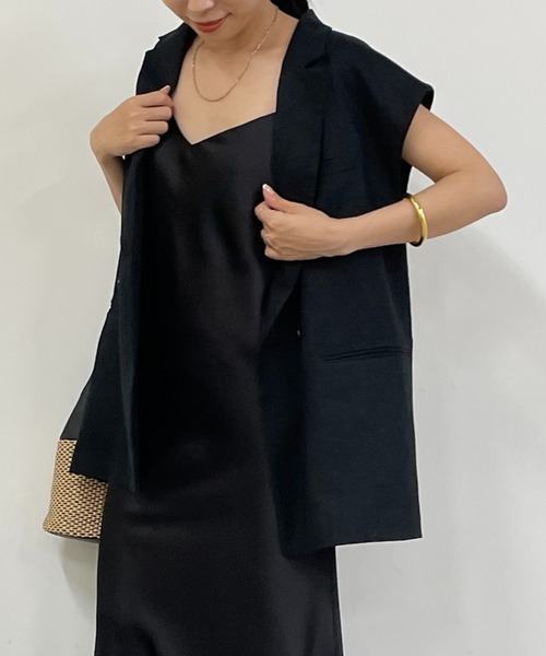 LOUNGEDRESS（ラウンジドレス）の「【WEB限定】リネンジレジャケット（ベスト・レディース・ベージュ/ブラック/ブラック系その他・FREE）」の18枚目の写真
