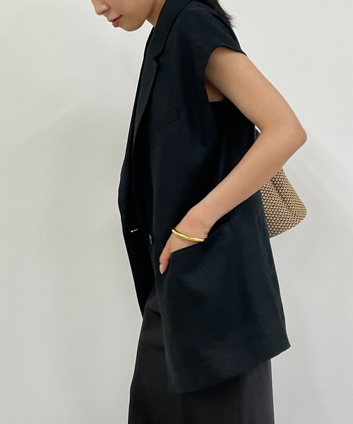 loungedress ラウンジドレス ジレ ロング ベスト ネイビー Free LOUNGEDRESS（ラウンジドレス）の「【WEB限定】リネンジレ
