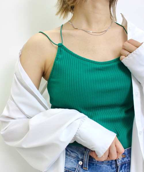 MLI'A（エムリア）の「パット付キャミソール（キャミソール・レディース・アイボリー/ブラック/グリーン・M）」の7枚目の写真