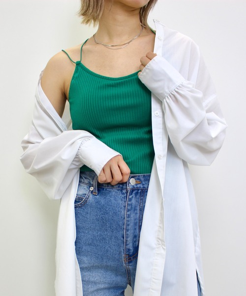 MLI'A（エムリア）の「パット付キャミソール（キャミソール・レディース・アイボリー/ブラック/グリーン・M）」の5枚目の写真