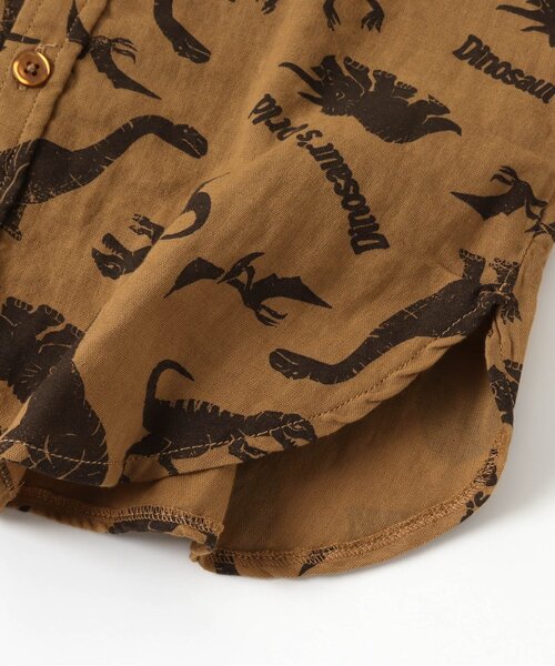 Ampersand（アンパサンド）の「版画風恐竜総柄前あきパジャマ（ルームウェア/パジャマ・キッズ・グレー/カーキ/キャメル・100/130/90/110/120/140/80）」の12枚目の写真