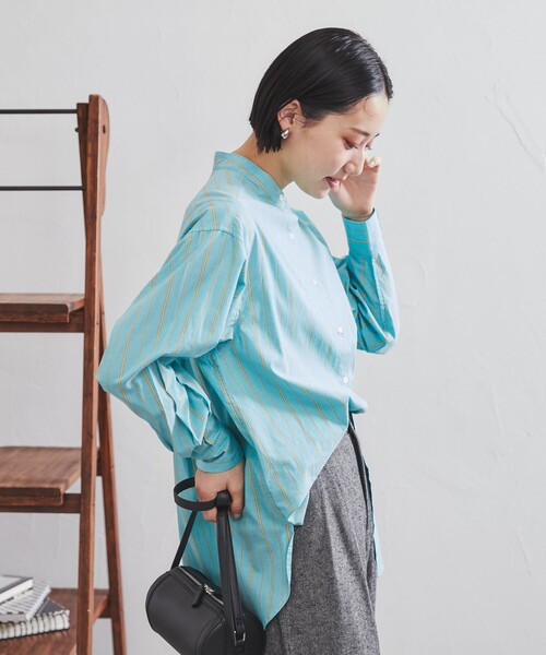 coen（コーエン）の「コットンブレンドバンドカラーシャツ#（シャツ/ブラウス・レディース・オフホワイト/ケリー/コバルトブルー/オレンジ/ブラウン/パープル/その他・L/M）」の12枚目の写真