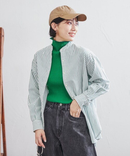 coen（コーエン）の「コットンブレンドバンドカラーシャツ#（シャツ/ブラウス・レディース・オフホワイト/ケリー/コバルトブルー/オレンジ/ブラウン/パープル/その他・M/L）」の17枚目の写真