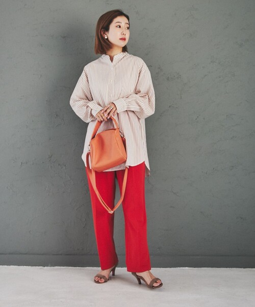 coen（コーエン）の「コットンブレンドバンドカラーシャツ#（シャツ/ブラウス・レディース・オフホワイト/ケリー/コバルトブルー/オレンジ/ブラウン/パープル/その他・M/L）」の9枚目の写真