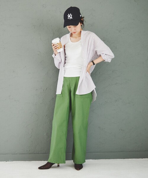 coen（コーエン）の「コットンブレンドバンドカラーシャツ#（シャツ/ブラウス・レディース・オフホワイト/ケリー/コバルトブルー/オレンジ/ブラウン/パープル/その他・M/L）」の14枚目の写真