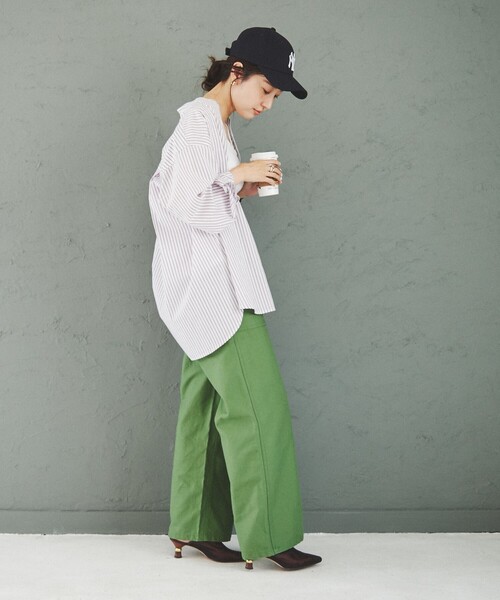 coen（コーエン）の「コットンブレンドバンドカラーシャツ#（シャツ/ブラウス・レディース・オフホワイト/ケリー/コバルトブルー/オレンジ/ブラウン/パープル/その他・M/L）」の18枚目の写真