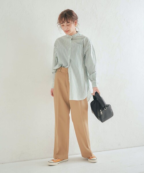 coen（コーエン）の「コットンブレンドバンドカラーシャツ#（シャツ/ブラウス・レディース・オフホワイト/ケリー/コバルトブルー/オレンジ/ブラウン/パープル/その他・L/M）」の15枚目の写真