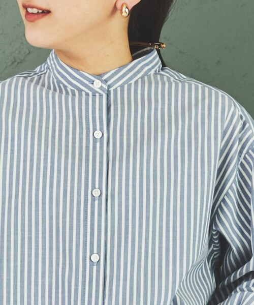 coen（コーエン）の「コットンブレンドバンドカラーシャツ#（シャツ/ブラウス・レディース・オフホワイト/ケリー/コバルトブルー/オレンジ/ブラウン/パープル/その他・L/M）」の16枚目の写真