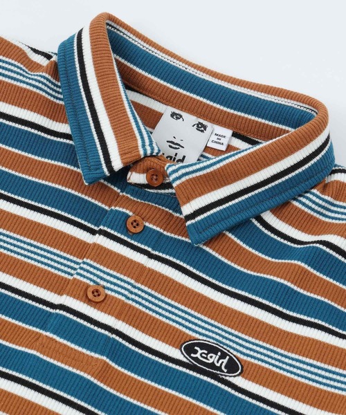 X-girl(エックスガール)の「STRIPED S/S BABY POLO SHIRT(ポロシャツ・レディース・ブラック/ブラウン/バーガンディー・S/M)」の7枚目の写真