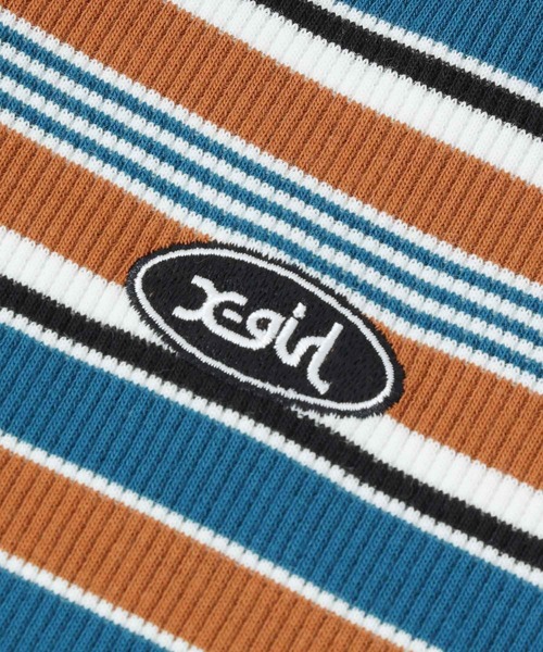 X-girl(エックスガール)の「STRIPED S/S BABY POLO SHIRT(ポロシャツ・レディース・ブラック/ブラウン/バーガンディー・S/M)」の5枚目の写真