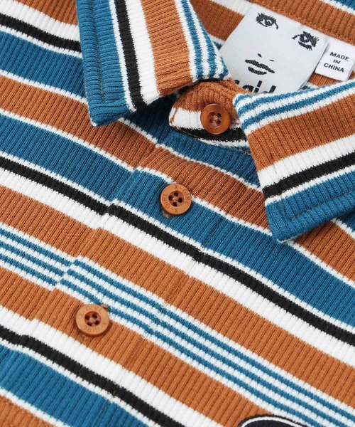 X-girl(エックスガール)の「STRIPED S/S BABY POLO SHIRT(ポロシャツ・レディース・ブラック/ブラウン/バーガンディー・S/M)」の4枚目の写真