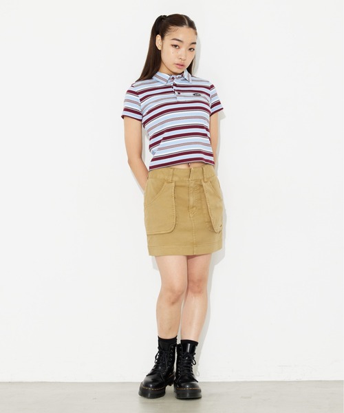 X-girl(エックスガール)の「STRIPED S/S BABY POLO SHIRT(ポロシャツ・レディース・ブラック/ブラウン/バーガンディー・S/M)」の18枚目の写真