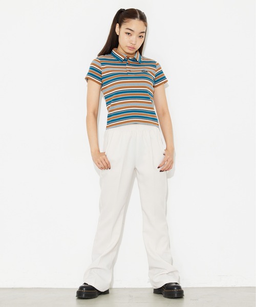 X-girl(エックスガール)の「STRIPED S/S BABY POLO SHIRT(ポロシャツ・レディース・ブラック/ブラウン/バーガンディー・S/M)」の20枚目の写真