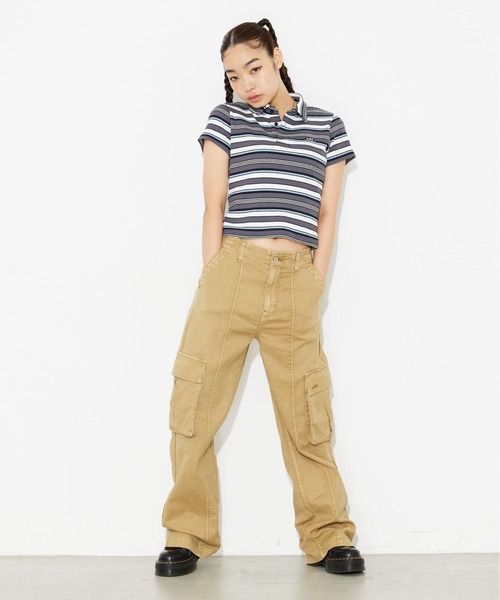 X-girl(エックスガール)の「STRIPED S/S BABY POLO SHIRT(ポロシャツ・レディース・ブラック/ブラウン/バーガンディー・S/M)」の11枚目の写真