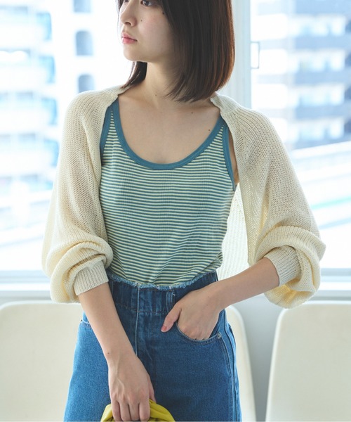 FREE'S MART（フリーズマート）の「◇短丈ニットボレロ（カーディガン/ボレロ・レディース・ホワイト/ブラック/ライトグリーン・FREE）」の2枚目の写真