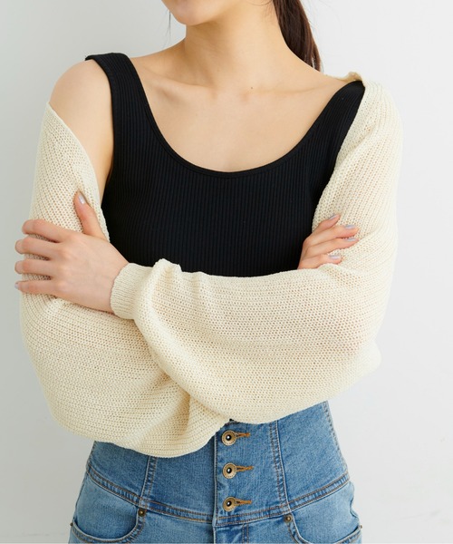 FREE'S MART（フリーズマート）の「◇短丈ニットボレロ（カーディガン/ボレロ・レディース・ホワイト/ブラック/ライトグリーン・FREE）」の8枚目の写真