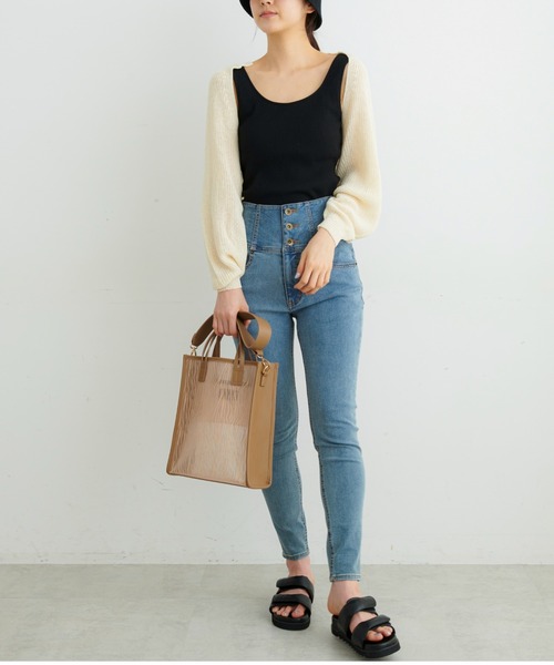 FREE'S MART（フリーズマート）の「◇短丈ニットボレロ（カーディガン/ボレロ・レディース・ホワイト/ブラック/ライトグリーン・FREE）」の5枚目の写真