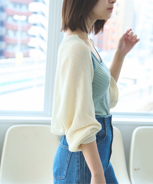 FREE'S MART（フリーズマート）の「◇短丈ニットボレロ（カーディガン/ボレロ・レディース・ホワイト/ブラック/ライトグリーン・FREE）」の16枚目の写真