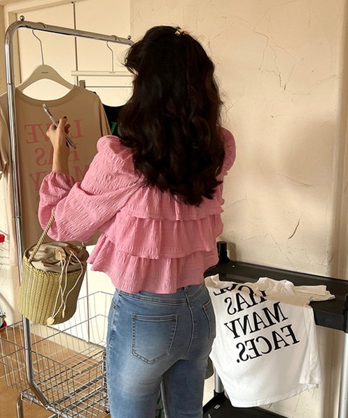 Jasmine Grandiflorum（ジャスミングランディフローラム）の「【Jasmine】フリルピンク長袖ブラウス（シャツ/ブラウス・レディース・ピンク・LARGE/SMALL/MEDIUM）」の7枚目の写真