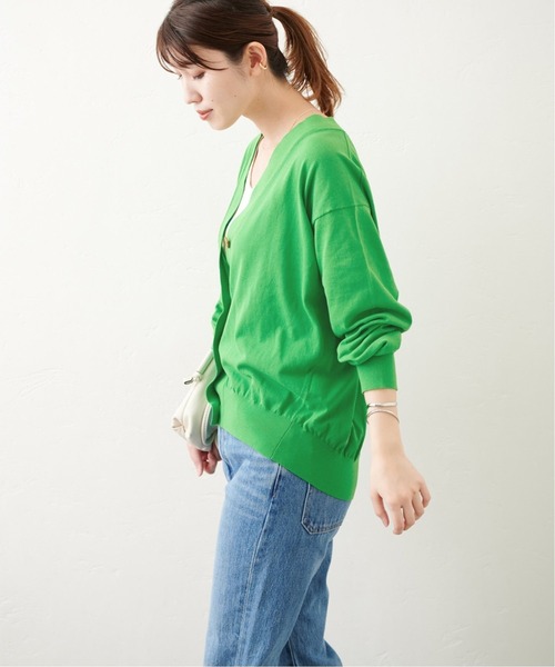 JOURNAL STANDARD(ジャーナルスタンダード)の「《追加2》アイスコットン CROP Vネックカーデ(カーディガン/ボレロ・レディース・ブラック/グリーン/タン・FREE)」の13枚目の写真