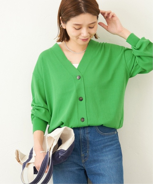 JOURNAL STANDARD(ジャーナルスタンダード)の「《追加2》アイスコットン CROP Vネックカーデ(カーディガン/ボレロ・レディース・ブラック/グリーン/タン・FREE)」の5枚目の写真