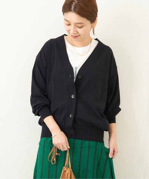 JOURNAL STANDARD(ジャーナルスタンダード)の「《追加2》アイスコットン CROP Vネックカーデ(カーディガン/ボレロ・レディース・ブラック/グリーン/タン・FREE)」の9枚目の写真