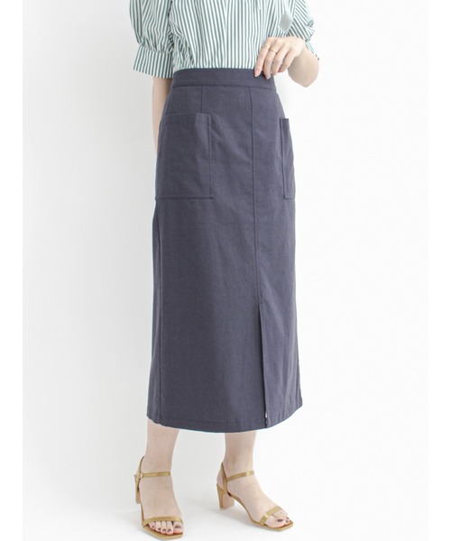 Te chichi(テチチ)の「麻混キャンバスタイトスカート(スカート・レディース・グレー/グリーン/ネイビー/カーキ・SMALL/MEDIUM)」の4枚目の写真