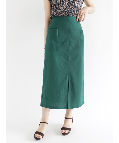 Te chichi(テチチ)の「麻混キャンバスタイトスカート(スカート・レディース・グレー/グリーン/ネイビー/カーキ・SMALL/MEDIUM)」の3枚目の写真