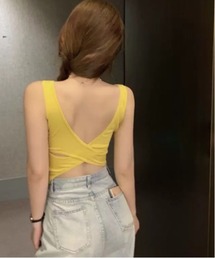 Dream garden（ドリームガーデン）の「0's バッククロス・タンクトップ【カップ付き】（その他アンダーウェア/インナー）」