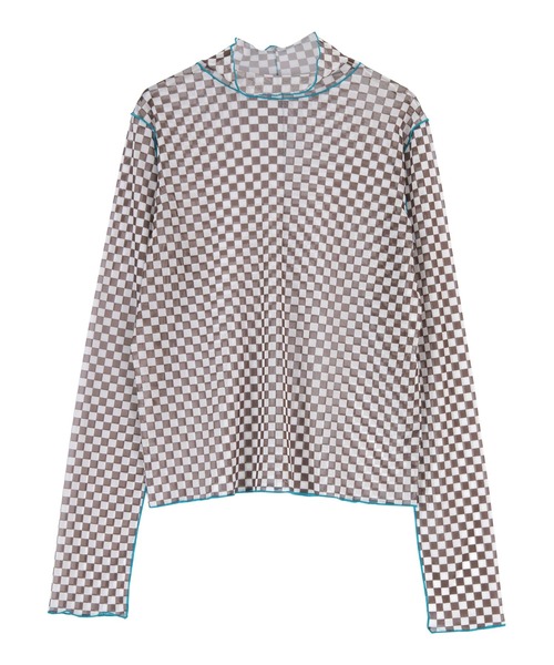 miette(ミエット)の「配色メロープリントチュールシアートップス(Tシャツ/カットソー・レディース・ブラック系その他/ブラウン系その他/マルチ/グリーン/ネイビー/ブルー/オレンジ/ピンク/ライトベージュ/その他/ホワイト系その他/その他1/ライトグリーン/ブルー系その他/ホワイト/オフホワイト/ブラック・FREE)」の7枚目の写真