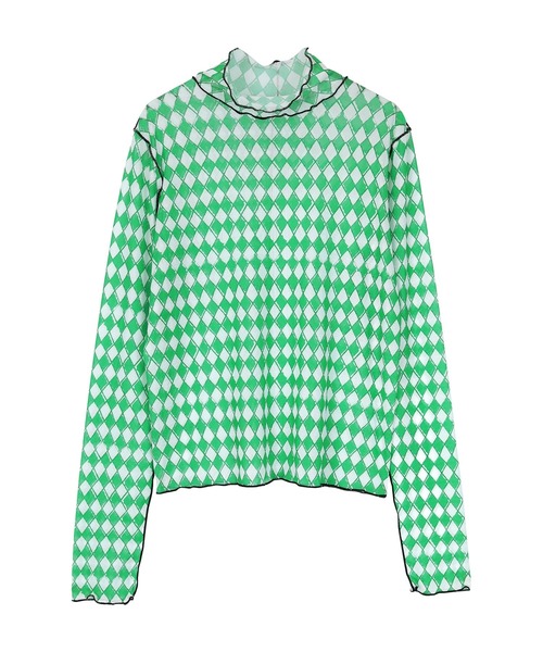 miette(ミエット)の「配色メロープリントチュールシアートップス(Tシャツ/カットソー・レディース・ブラック系その他/ブラウン系その他/マルチ/グリーン/ネイビー/ブルー/オレンジ/ピンク/ライトベージュ/その他/ホワイト系その他/その他1/ライトグリーン/ブルー系その他/ホワイト/オフホワイト/ブラック・FREE)」の9枚目の写真