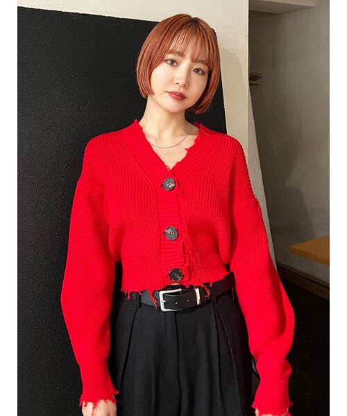 EMODA(エモダ)の「クラッシュリブショートカーディガン(カーディガン/ボレロ・レディース・ブラック/グレー/レッド/ブルー・FREE)」の14枚目の写真