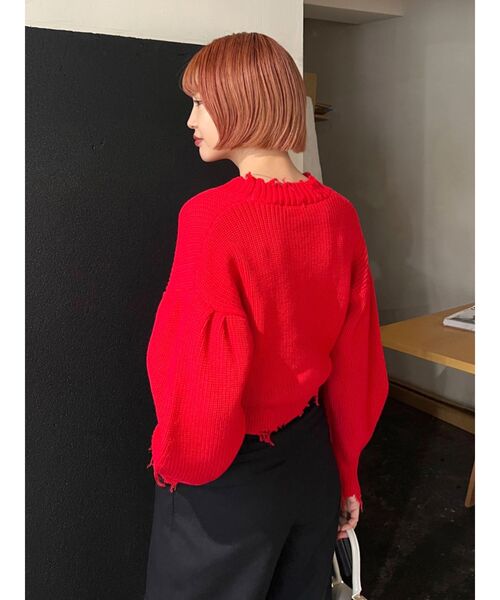 EMODA(エモダ)の「クラッシュリブショートカーディガン(カーディガン/ボレロ・レディース・ブラック/グレー/レッド/ブルー・FREE)」の13枚目の写真