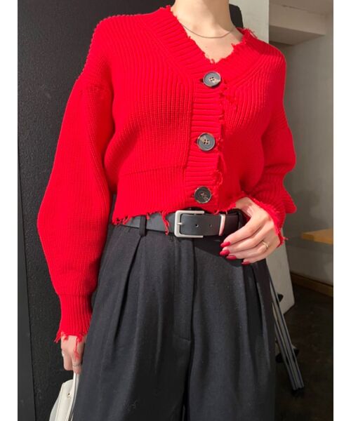 EMODA(エモダ)の「クラッシュリブショートカーディガン(カーディガン/ボレロ・レディース・ブラック/グレー/レッド/ブルー・FREE)」の12枚目の写真