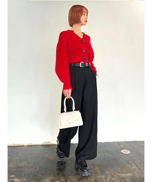 EMODA(エモダ)の「クラッシュリブショートカーディガン(カーディガン/ボレロ・レディース・ブラック/グレー/レッド/ブルー・FREE)」の5枚目の写真