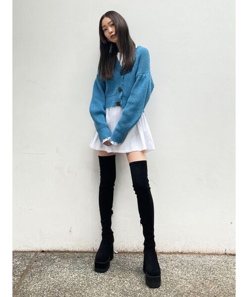 EMODA(エモダ)の「クラッシュリブショートカーディガン(カーディガン/ボレロ・レディース・ブラック/グレー/レッド/ブルー・FREE)」の9枚目の写真