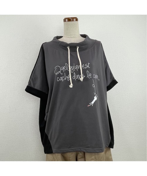 Rydia（リディア）の「配色ルーズネックプルオーバー（Tシャツ/カットソー・レディース・グリーン/アイボリー/マスタード/スミクロ・M）」の3枚目の写真