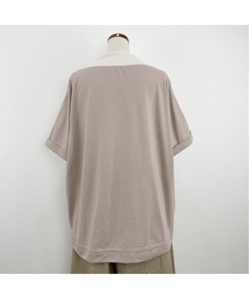 Rydia（リディア）の「配色ルーズネックプルオーバー（Tシャツ/カットソー・レディース・グリーン/アイボリー/マスタード/スミクロ・M）」の6枚目の写真