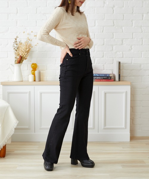 acro（アクロ）の「ハイウエストストレッチフレアーデニム/AC1476（デニムパンツ・レディース・ブラック/ブルー・ﾌﾘ-）」の9枚目の写真